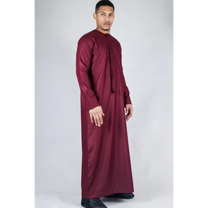 TT-001 - Men's Emirati Thobe Islamic Clothing String Tassel - Wine - Thobez - 33