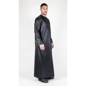 TT-002 - Men's Satin Emirati Thobe Islamic Clothing - Black - Thobez - 7