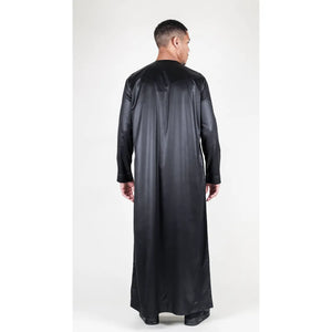 TT-002 - Men's Satin Emirati Thobe Islamic Clothing - Black - Thobez - 8