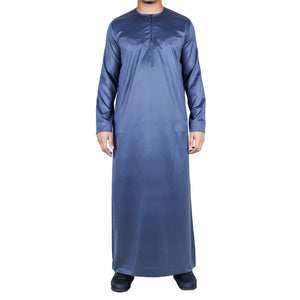 TT-002 - Men's Satin Emirati Thobe Islamic Clothing - Charcoal - Thobez - 15