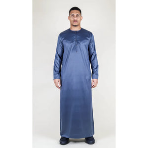 TT-002 - Men's Satin Emirati Thobe Islamic Clothing - Charcoal - Thobez - 16
