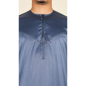 TT-002 - Men's Satin Emirati Thobe Islamic Clothing - Charcoal - Thobez - 17