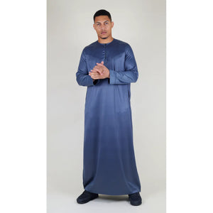 TT-002 - Men's Satin Emirati Thobe Islamic Clothing - Charcoal - Thobez - 18