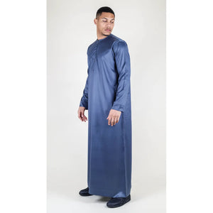 TT-002 - Men's Satin Emirati Thobe Islamic Clothing - Charcoal - Thobez - 19
