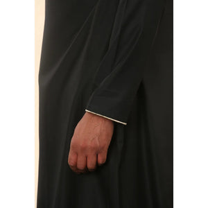TT-003 - Men's Emirati Omani Thobe Gold Tassel Embroidery - Black - Thobez - 33