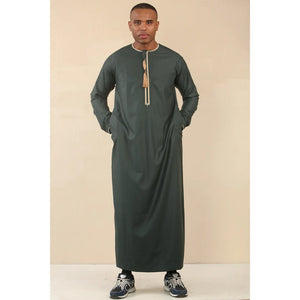 TT-003 - Men's Emirati Omani Thobe Gold Tassel Embroidery - Green - Thobez - 26