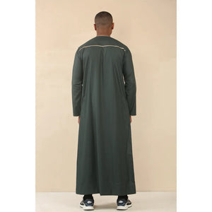 TT-003 - Men's Emirati Omani Thobe Gold Tassel Embroidery - Green - Thobez - 28