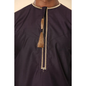 TT-003 - Men's Emirati Omani Thobe Gold Tassel Embroidery - Purple - Thobez - 18