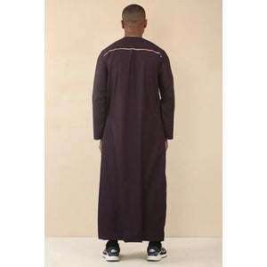TT-003 - Men's Emirati Omani Thobe Gold Tassel Embroidery - Purple - Thobez - 21