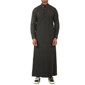 TT-004 - Men's Saudi Emirati Thobe Classic Shirt Collar - Black - Thobez - 22