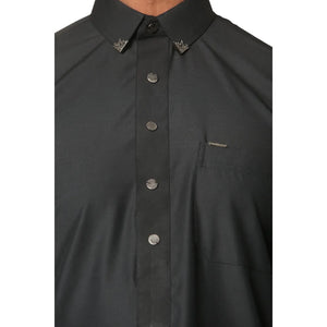 TT-004 - Men's Saudi Emirati Thobe Classic Shirt Collar - Black - Thobez - 25