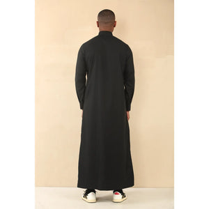 TT-004 - Men's Saudi Emirati Thobe Classic Shirt Collar - Black - Thobez - 28