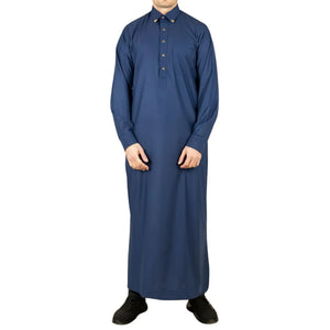 TT-004 - Men's Saudi Emirati Thobe Classic Shirt Collar - Navy - Thobez - 1