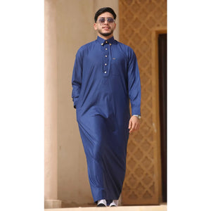 TT-004 - Men's Saudi Emirati Thobe Classic Shirt Collar - Navy - Thobez - 2