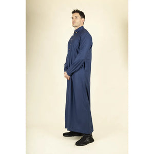 TT-004 - Men's Saudi Emirati Thobe Classic Shirt Collar - Navy - Thobez - 6