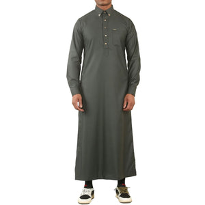 TT-004 - Men's Saudi Emirati Thobe Classic Shirt Collar - Olive - Thobez - 15