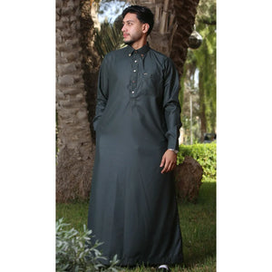 TT-004 - Men's Saudi Emirati Thobe Classic Shirt Collar - Olive - Thobez - 16