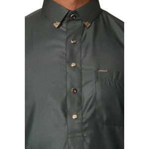 TT-004 - Men's Saudi Emirati Thobe Classic Shirt Collar - Olive - Thobez - 18