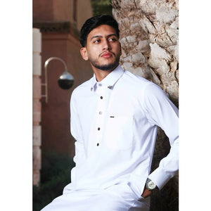 TT-004 - Men's Saudi Emirati Thobe Classic Shirt Collar - White - Thobez - 10