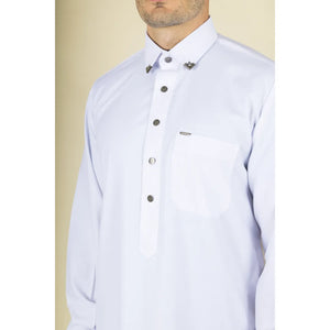TT-004 - Men's Saudi Emirati Thobe Classic Shirt Collar - White - Thobez - 11
