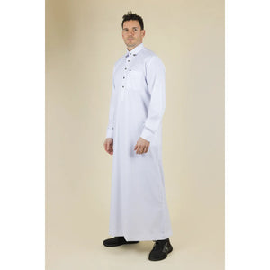 TT-004 - Men's Saudi Emirati Thobe Classic Shirt Collar - White - Thobez - 13