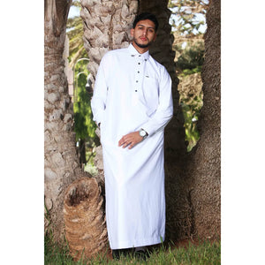 TT-004 - Men's Saudi Emirati Thobe Classic Shirt Collar - White - Thobez - 9