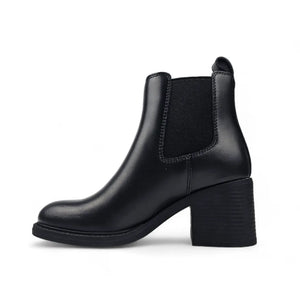 Varsity - Women's Block Heel Leather Chelsea Boots - Black - Windsorsmith - 8