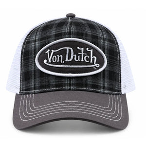 VDHH0055 - Casquette camionneur noir à carreaux réglable à pression - Von Dutch - 1