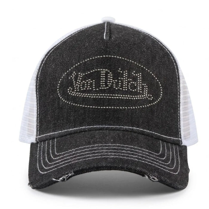 VDHH0060 - Black Denim White Trucker Distressed Snapback Cap - Von Dutch - 1