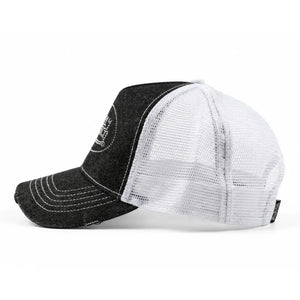 VDHH0060 - Cappellino in denim nero a rete bianca effetto consumato con chiusura a scatto - Von Dutch - 3