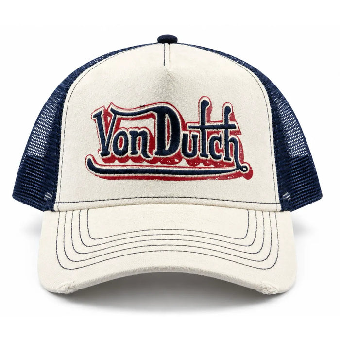 VDOAW26H05 - Ivory Navy Blue Trucker Adjustable Baseball Cap - Von Dutch - 1