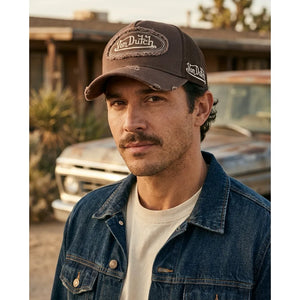 VDOSS260137 - Cappellino Trucker Marrone effetto consumato con chiusura a pressione - Von Dutch - 2