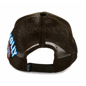 VDOSS260146 - Casquette trucker marron à broderie latérale et à fermeture pression réglable - Von Dutch - 5