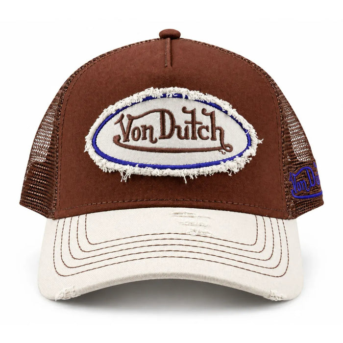 VDOSS260160 - Brown Off-White Distressed Snapback Cap - Von Dutch - 1