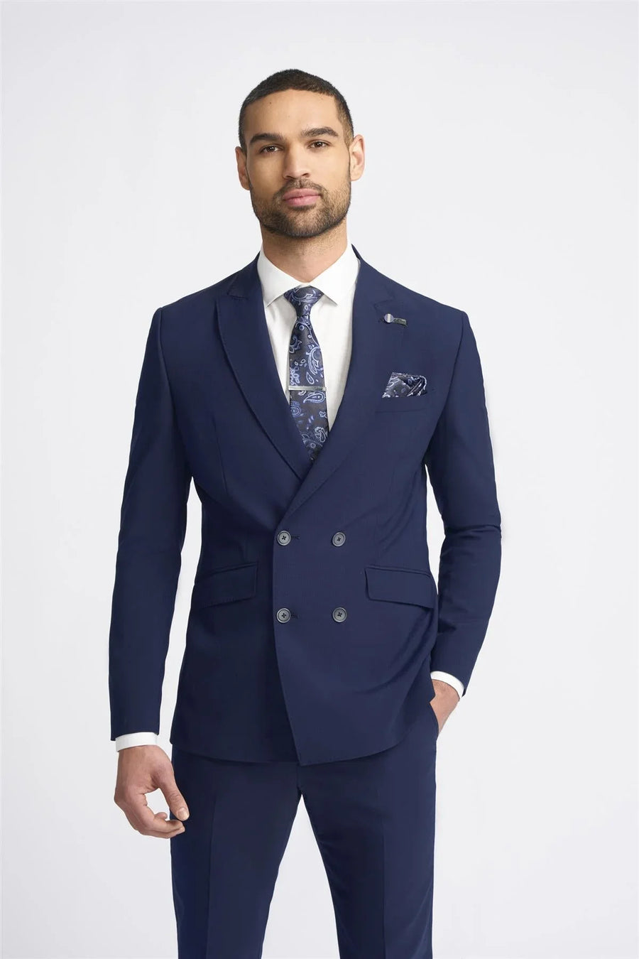 Victorious - Men's Navy 2 Piece Double Breasted Suit - House of Cavani - 1
