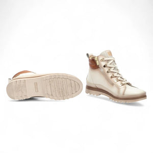 Vigo - Women’s Nata White Leather Ankle Trainers Boots - Pikolinos - 7