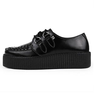 Viva High Creeper Scarpe Gotiche Stringate in Pelle Nera con Plateau - TUK - 3