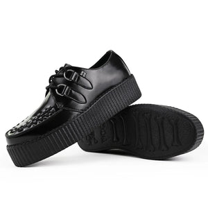 Viva High Creeper Scarpe Gotiche Stringate in Pelle Nera con Plateau - TUK - 4