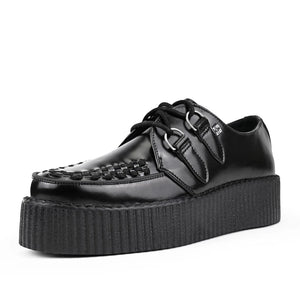 Viva High Creeper Scarpe Gotiche Stringate in Pelle Nera con Plateau - TUK - 5