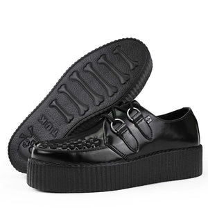 Viva High Creeper Scarpe Gotiche Stringate in Pelle Nera con Plateau - TUK - 6