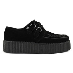 Scarpe gotiche Viva High Creeper in camoscio nero con platform e allacciatura - TUK - 1