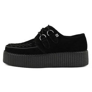 Scarpe gotiche Viva High Creeper in camoscio nero con platform e allacciatura - TUK - 3