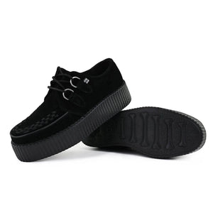 Scarpe gotiche Viva High Creeper in camoscio nero con platform e allacciatura - TUK - 4