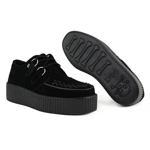 Scarpe gotiche Viva High Creeper in camoscio nero con platform e allacciatura - TUK - 6
