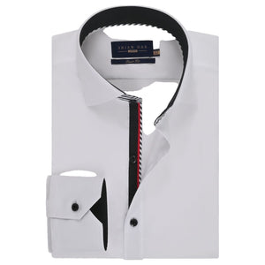 Chemise Formelle en Toile de Coton Blanche avec Détails Noirs - Chemise Élégante pour Hommes par - Brian Oak - 1