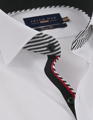 Chemise Formelle en Toile de Coton Blanche avec Détails Noirs - Chemise Élégante pour Hommes par - Brian Oak - 2