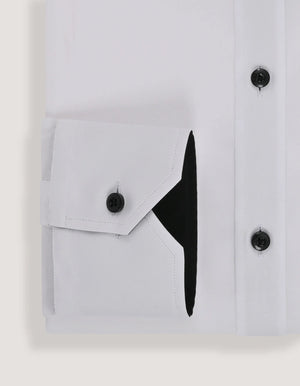 Chemise Formelle en Toile de Coton Blanche avec Détails Noirs - Chemise Élégante pour Hommes par - Brian Oak - 4