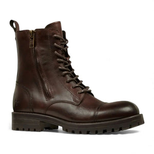 Willem - Buty wojskowe męskie bordowo-brązowe skórzane - Windsorsmith - 3