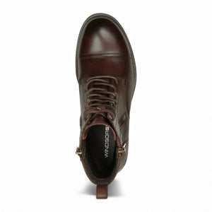 Willem - Buty wojskowe męskie bordowo-brązowe skórzane - Windsorsmith - 5
