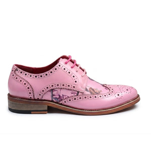 Wolf - Scarpe eleganti da uomo con punta ad ala e motivo floreale rosa - Justin Reess - 1
